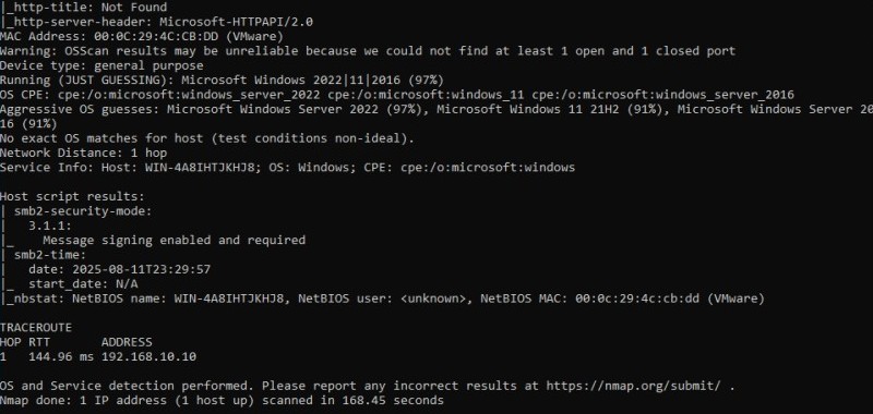 Nmap reconnaissance scan launched from an internal workstation